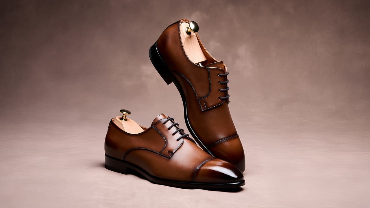 Pair of leather derby shoes