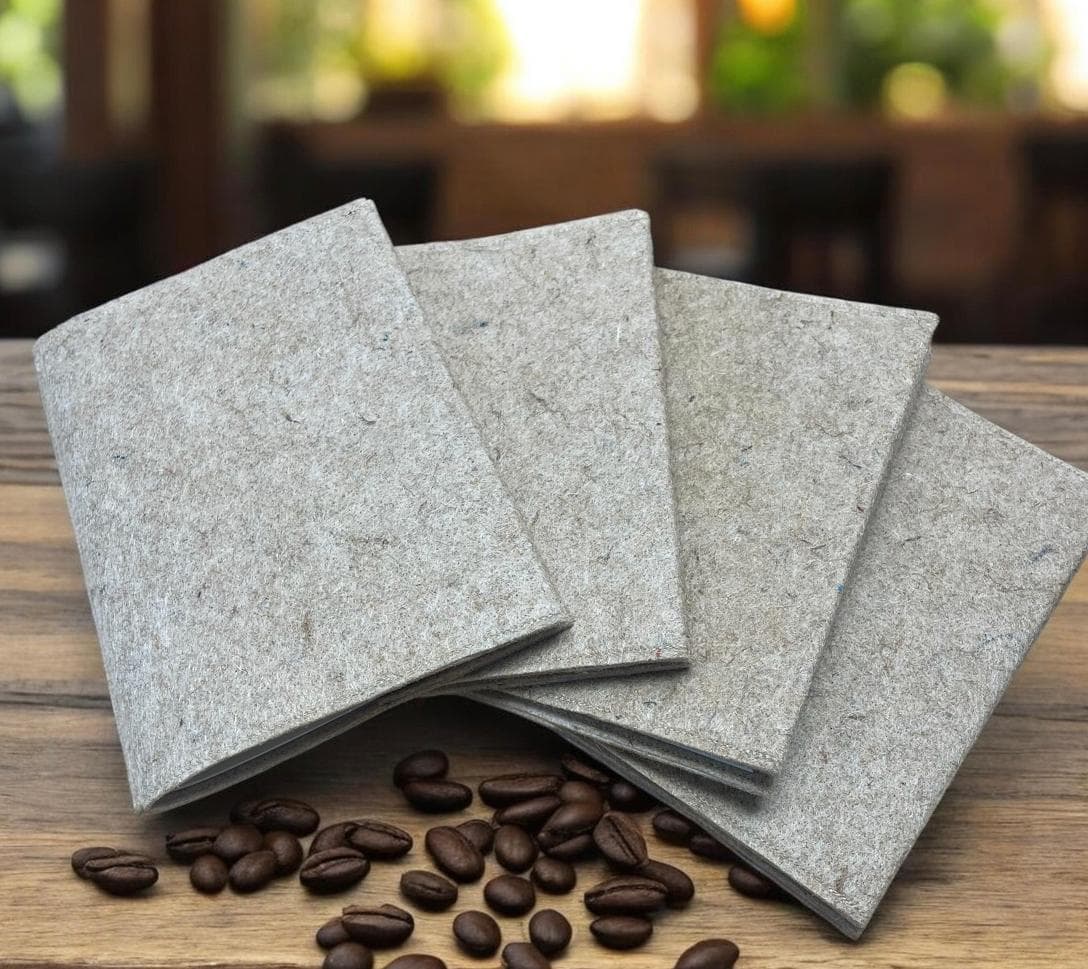 ReYutCel Felt notebook cover made from reclaimed jute coffee sacks